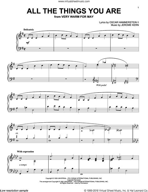 All The Things You Are sheet music for piano solo (PDF)