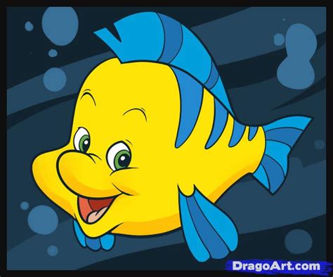 Flounder Little Mermaid Drawing at PaintingValley.com | Explore collection of Flounder Little ...