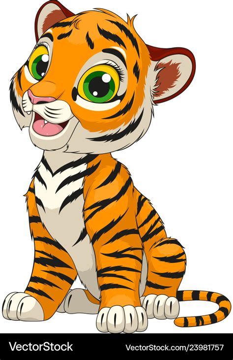 Funny cute tiger cub Royalty Free Vector Image