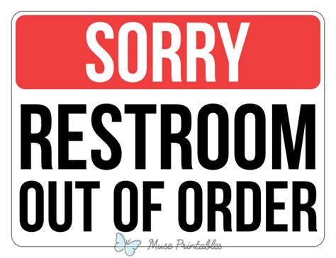 Printable Sorry Restroom Out of Order Sign