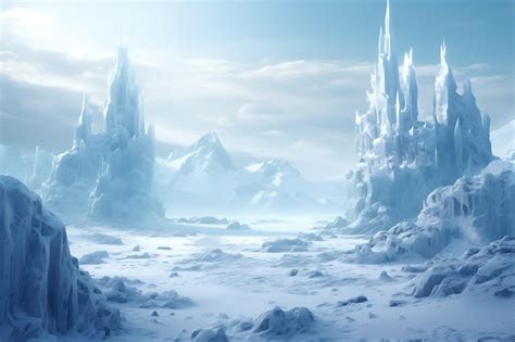 Premium AI Image | Arctic landscape populated by fantastical ice creatures