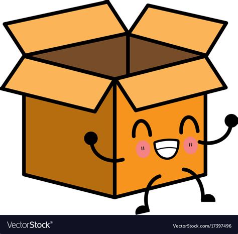 Cardboard box isolated kawaii cartoon Royalty Free Vector