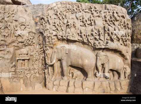 Arjuna's Penance, Mahabalipuram or Mamallapuram, Tamil Nadu, India ...