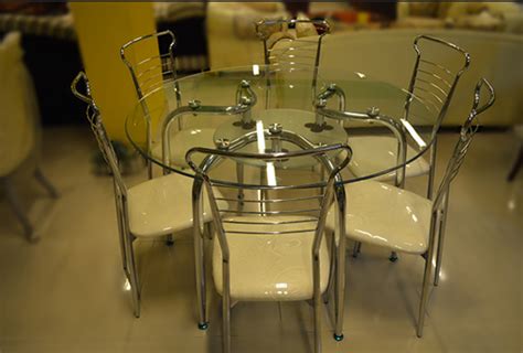 Cream Glass Dining Table Set at best price in Kochi | ID: 19976309155