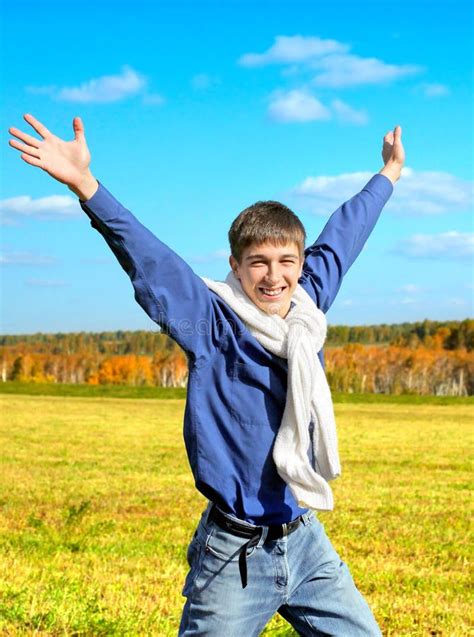 Happy Young Man outdoor stock image. Image of meadow - 60718701