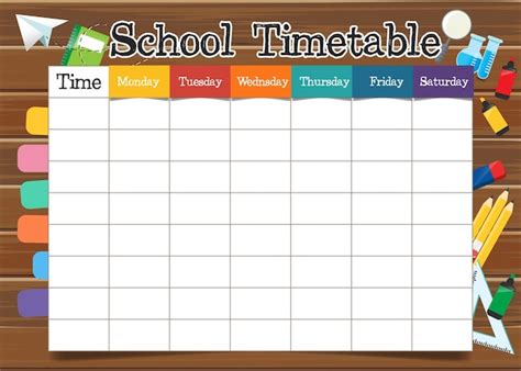 Premium Vector | School timetable template