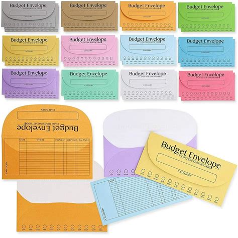 96-Pack Budget Envelopes for Cash System, Money Savings, Budgeting, 12 Colors, 8 Of Each, 6.5 X ...