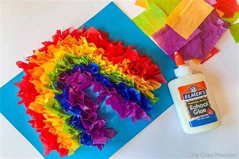 Rainbow tissue paper craft - fun and easy rainbow crafts