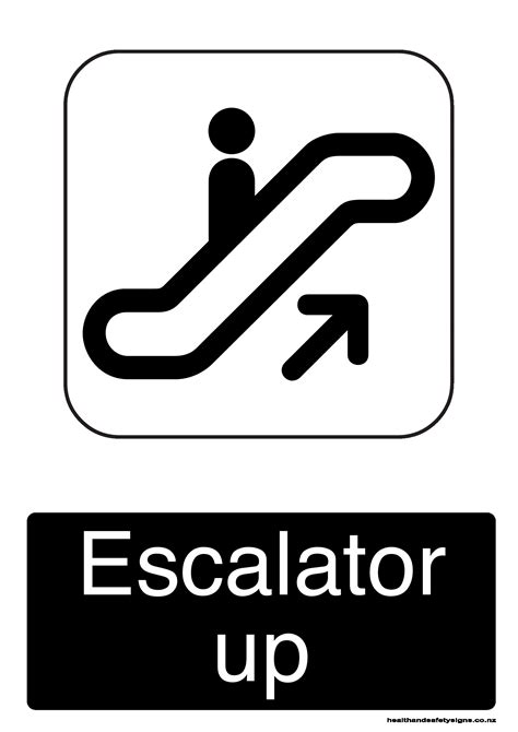 Escalator up black - Health and Safety Signs