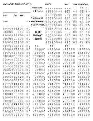 Scantron Sheet Printable | TUTORE.ORG - Master of Documents