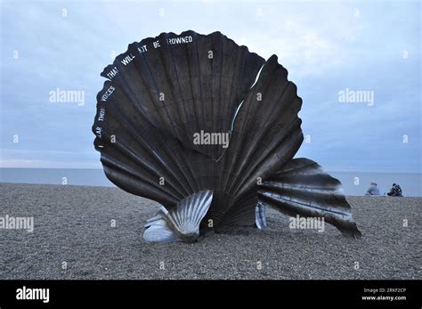 Maggie Hambling's Scallop sculpture on Aldeburgh beach, Suffolk, England, UK Stock Photo - Alamy