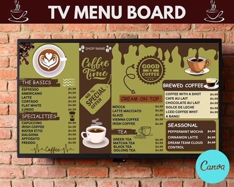 Menu Template Cafe, Menu Board Coffee Shop, Coffee Menu Template, Cafe Menu Board, Cafe Menu ...