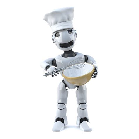 3d Robot Chef with Whisk and Mixing Bowl Stock Illustration - Illustration of fiction, chef ...