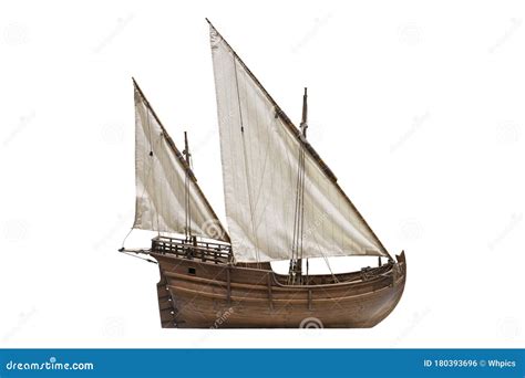 2 Mast Lateen Rigged Caravel. Known As Discovery Caravel, 15th Century Stock Photo - Image of ...