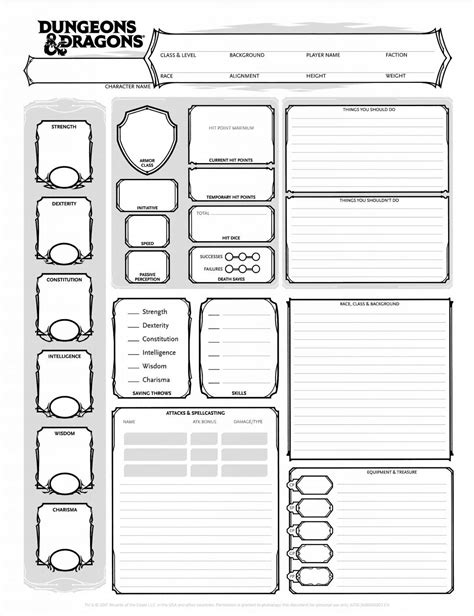 Dungeons And Dragons Printable Sheets