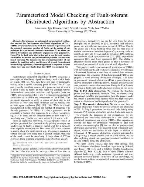 (PDF) Parameterized model checking of fault-tolerant distributed ...