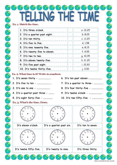 Telling the time general vocabulary…: English ESL worksheets pdf & doc