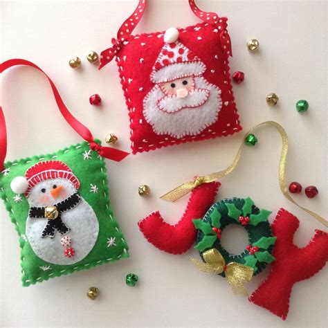 Christmas felt ornaments christmas tree decor set of 3