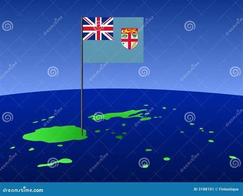 Map of Fiji with flag stock illustration. Illustration of giant - 3188101