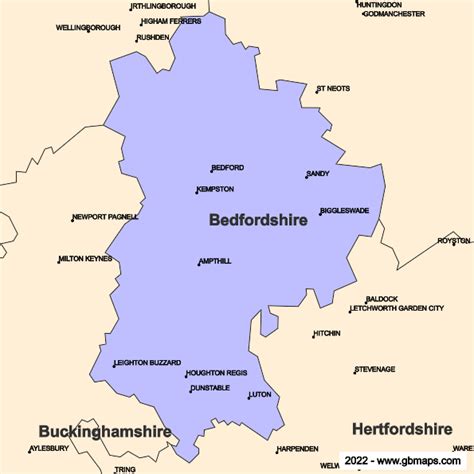 Bedfordshire On A Map - Vanda Jackelyn