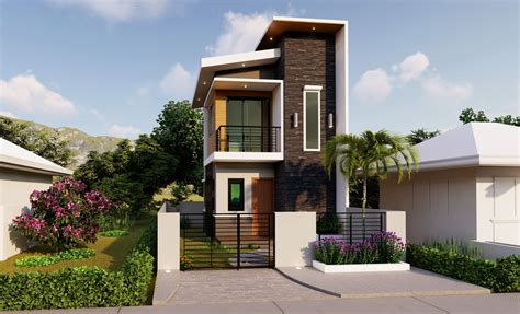 3D model 2 STOREY HOUSE PLAN 4X5M with Floor Plan - HD-06