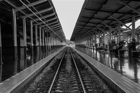 Free Images : black and white, track, train station, public transport, metro station, symmetry ...