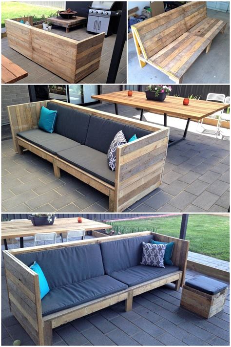 Outdoor Pallet Bench | Lounge Made Out Of Pallets | How To Build Pallet ...