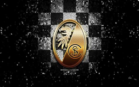 Download wallpapers Freiburg FC, glitter logo, Bundesliga, black white ...