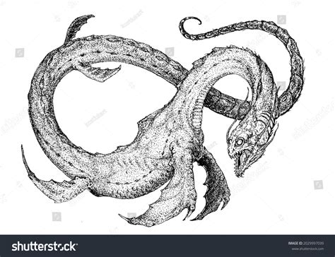 Ilustrasi Stok Sea Serpent Leviathan Deep Sea Monster 2029997039 ...