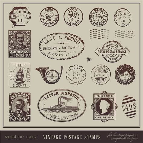 free vector Vintage postcards and stamps 04 vector | Vintage postage stamps, Vintage stamps ...