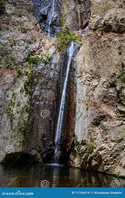 Waterfall in the End of Barranco Del Infierno Hiking Trail. Stock Image - Image of attraction ...