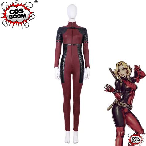 COSBOOM Deadpool Female Red Jumpsuit Deadpool Costume Adult Women's ...