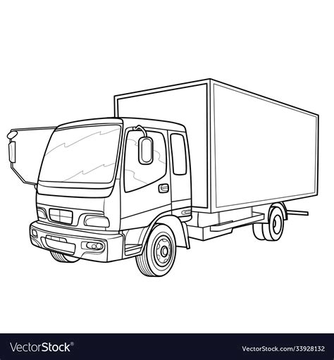 Sketch a big truck coloring book isolated Vector Image