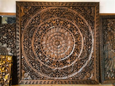 Large Carved Wood Panel. Teak Wood Wall Hanging by SiamSawadee