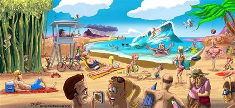 Hawaii! | Beach cartoon, Beach scene painting, Beach scenes