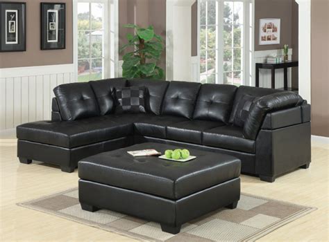 Black Leather Sectional Sofa With Chaise | Baci Living Room