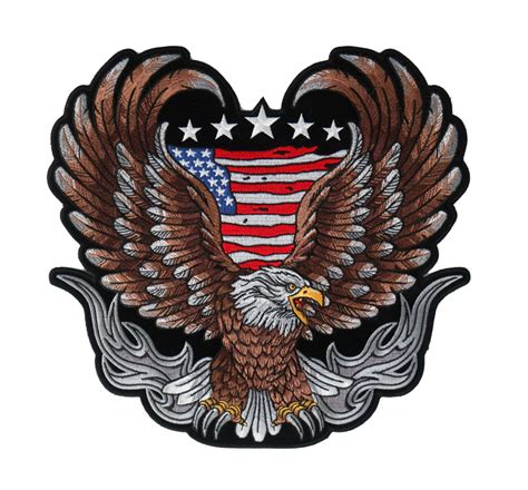 Patriotic American Flag Eagle Flames Embroidered Biker Patch – Quality Biker Patches