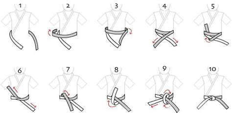 How to tie a taekwondo belt: >> Right goes on the bottom, left goes under and up, left goes over ...