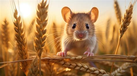 Premium AI Image | a field mouse in its natural habitat nibbling on a ...