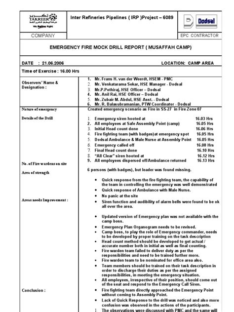 Emergency Fire Mock Drill-Musaffah Camp-21june06 | Emergency Services ...