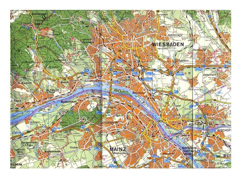 Detailed map of Wiesbaden city area | Wiesbaden | Germany | Europe ...