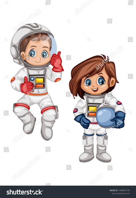 Astronaut Cartoon Characters Outer Space Suit: เวกเตอร์สต็อก (ปลอดค่า ...