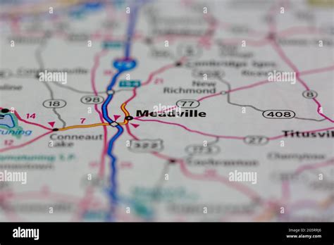 Meadville on a map hi-res stock photography and images - Alamy