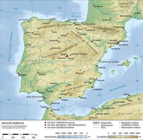 Iberian Peninsula Physical Map - Spain • mappery