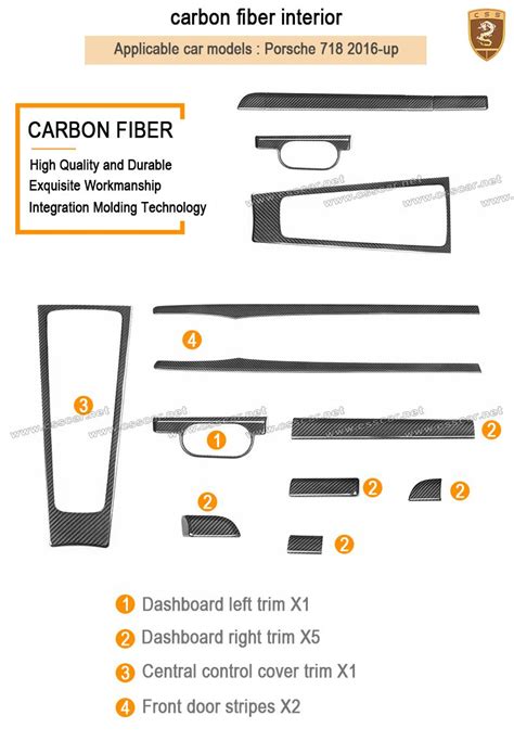 2016 up PORSCHE 718 carbon fiber interior