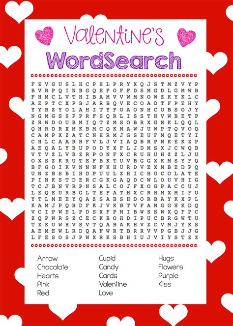 Valentine's Day Printable Word Search - Printable Word Searches