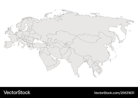 Eurasia contour map countries and islands Vector Image