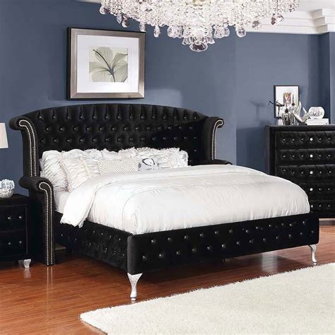 Deanna Upholstered Bedroom Set (Black) Coaster Furniture | Furniture Cart