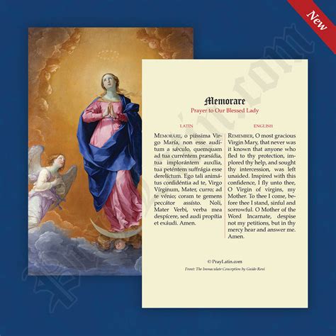 The Memorare Latin-English Prayer Card – PrayLatin.com LLC