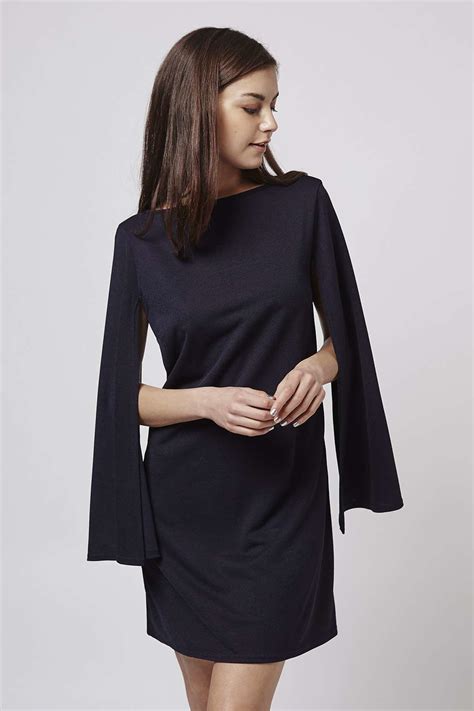 Topshop Cape Sleeve Shift Dress By Rare in Blue (NAVY BLUE) | Lyst